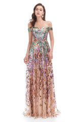 Mermaid Dress, A line Off Shoulder Long Prom Dresses