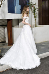 Wedding Dress Collection, A-line Off the Shoulder Long Wedding Dresses