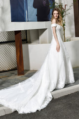 Wedding Dress Trend, A-line Off the Shoulder Long Wedding Dresses