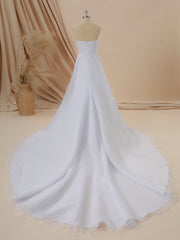 Wedding Dresses Gowns, A-line Organza Sweetheart Pleated Cathedral Train Wedding Dress