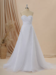 Wedding Dress Gowns, A-line Organza Sweetheart Pleated Cathedral Train Wedding Dress