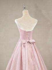 Party Dress White, A Line Pink Long Prom Dresses, Formal Pink Bridesmaid Dresses
