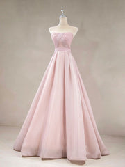 Party Dress Christmas, A Line Pink Long Prom Dresses, Formal Pink Bridesmaid Dresses