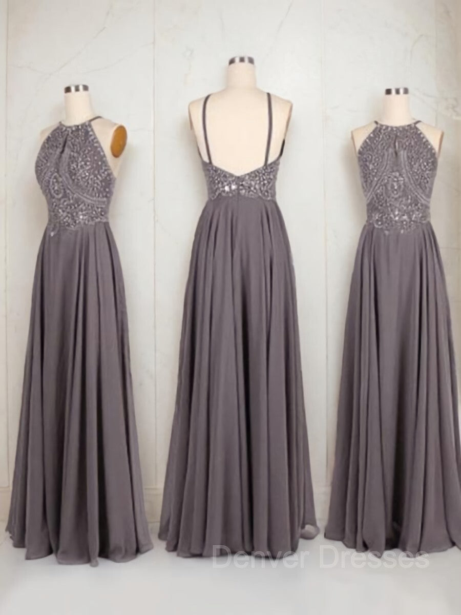Prom Dress2034, A-Line/Princess Halter Floor-Length Chiffon Prom Dresses With Beading