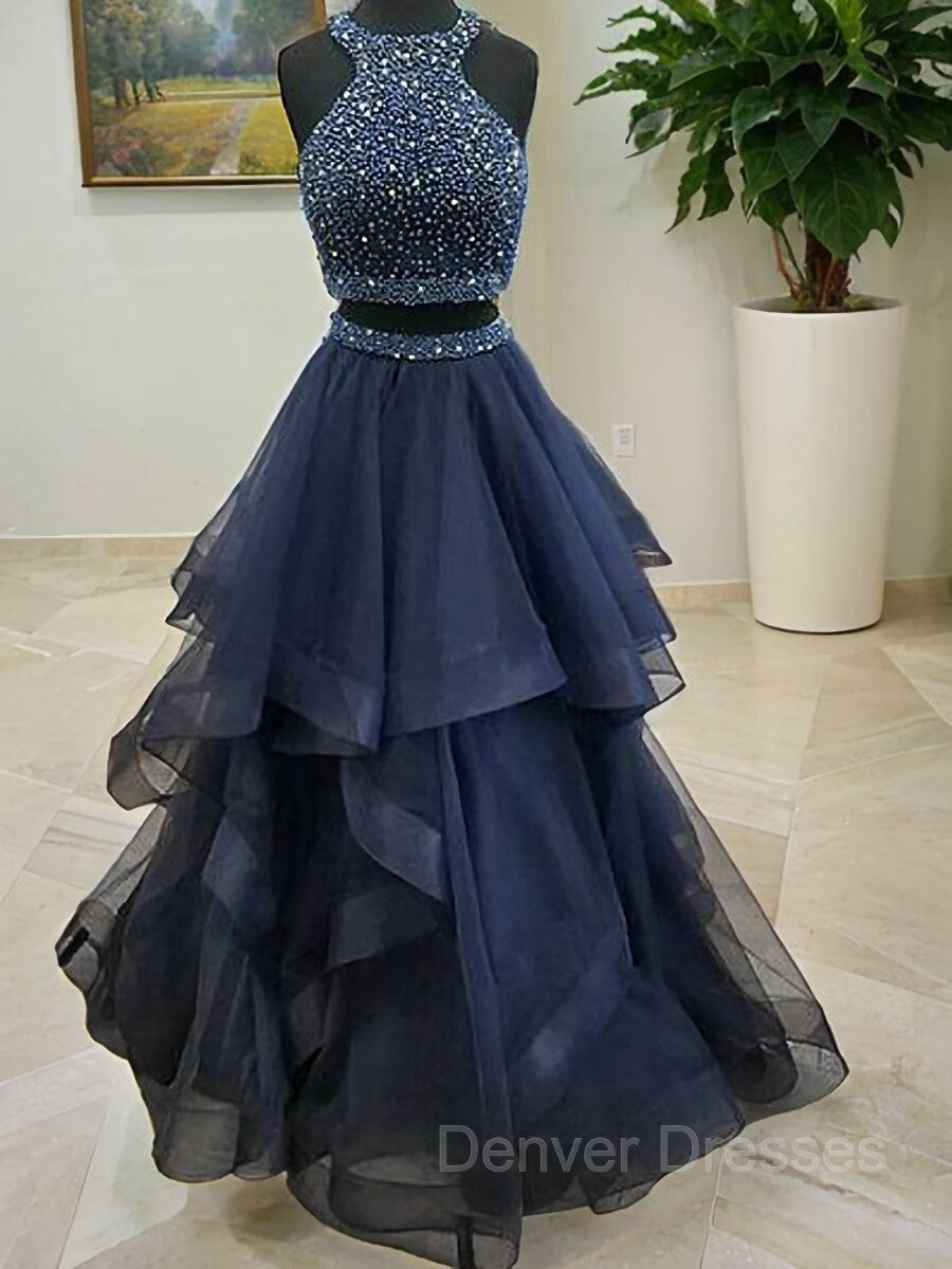 Party Dresses 2038, A-Line/Princess Halter Floor-Length Tulle Prom Dresses