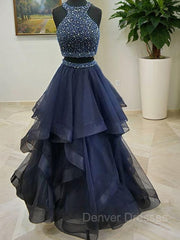 Party Dresses 2038, A-Line/Princess Halter Floor-Length Tulle Prom Dresses