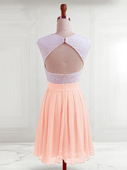 Bridesmaid Gown, A-Line/Princess Jewel Short/Mini Chiffon Homecoming Dresses