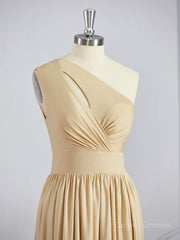 Party Dress Pattern, A-Line/Princess One-Shoulder Floor-Length Jersey Bridesmaid Dresses with Leg Slit
