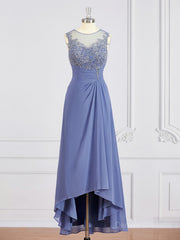 Formal Dress Stores, A-Line/Princess Scoop Asymmetrical Chiffon Mother of the Bride Dresses With Appliques Lace