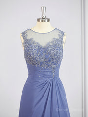 Formal Dresses Online, A-Line/Princess Scoop Asymmetrical Chiffon Mother of the Bride Dresses With Appliques Lace