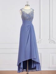 Formal Dress Ideas, A-Line/Princess Scoop Asymmetrical Chiffon Mother of the Bride Dresses With Appliques Lace