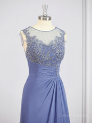 Formal Dress Idea, A-Line/Princess Scoop Asymmetrical Chiffon Mother of the Bride Dresses With Appliques Lace