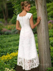 Wedding Dress Colors, A-Line/Princess Scoop Asymmetrical Lace Wedding Dresses