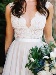 Wedding Dress Classic Elegant, A-Line/Princess Scoop Sweep Train Tulle Wedding Dresses