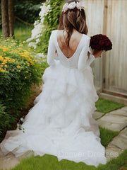 Wedding Dresses Ball Gowns, A-Line/Princess Scoop Sweep Train Tulle Wedding Dresses