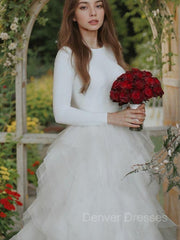 Wedding Dresses 2028 Trend New, A-Line/Princess Scoop Sweep Train Tulle Wedding Dresses