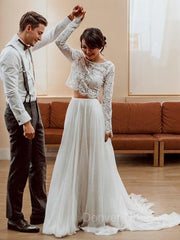 Weddings Dresses Online, A-Line/Princess Scoop Sweep Train Tulle Wedding Dresses