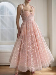 Party Dress Designs, A-Line/Princess Spaghetti Straps Ankle-Length Homecoming Dresses