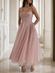 Party Dress Outfit, A-Line/Princess Spaghetti Straps Ankle-Length Homecoming Dresses