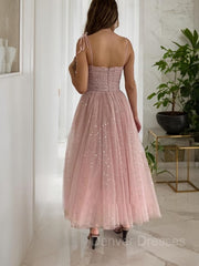Party Dress Styles, A-Line/Princess Spaghetti Straps Ankle-Length Homecoming Dresses