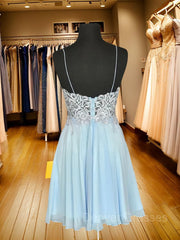 Prom Dress Shorts, A-Line/Princess Spaghetti Straps Short/Mini Chiffon Homecoming Dresses