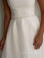 Wedding Dresses Short, A-Line/Princess Square Chapel Train Wedding Dresses