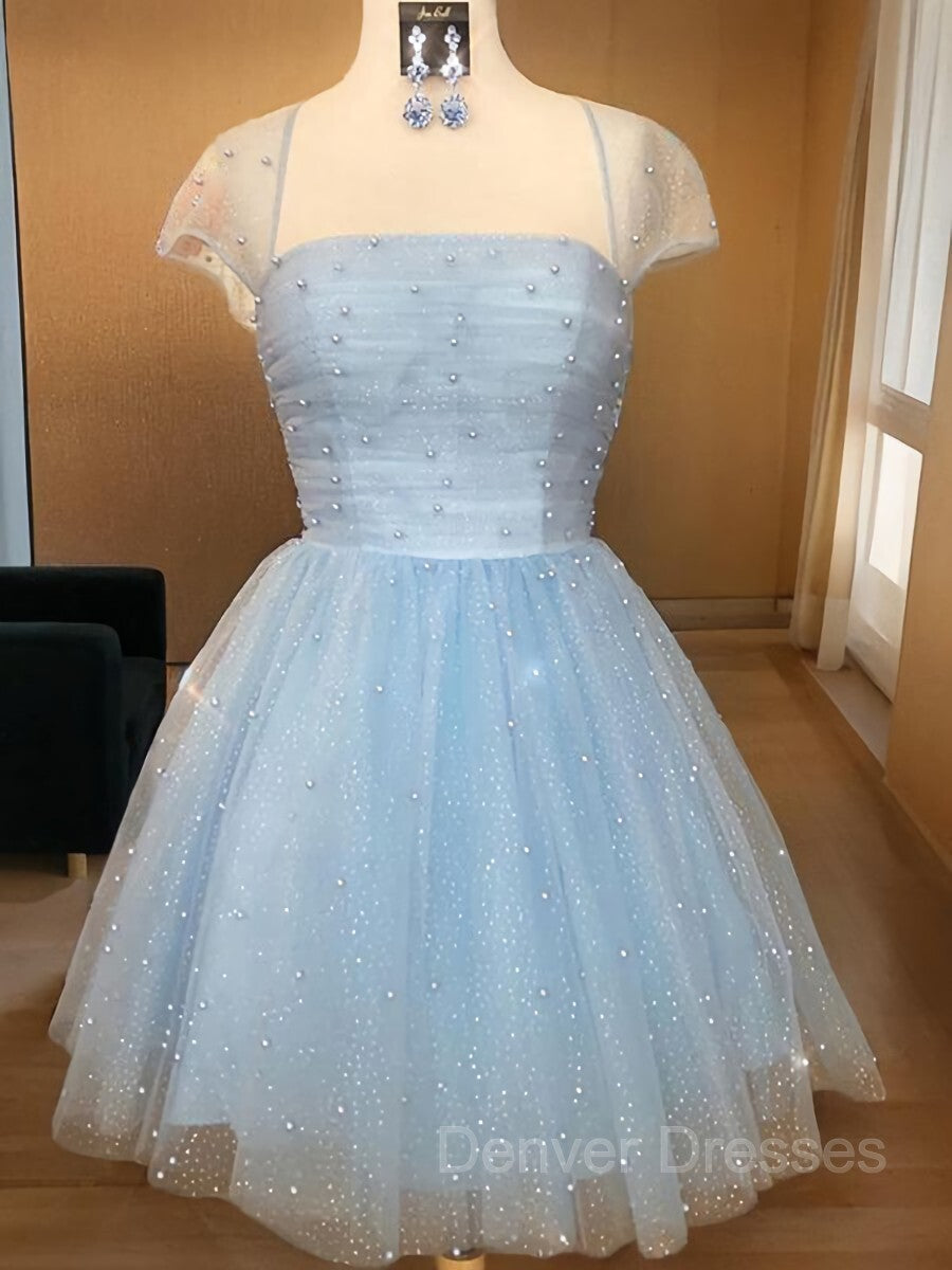 Party Dress New, A-Line/Princess Strapless Short/Mini Tulle Homecoming Dresses With Beading