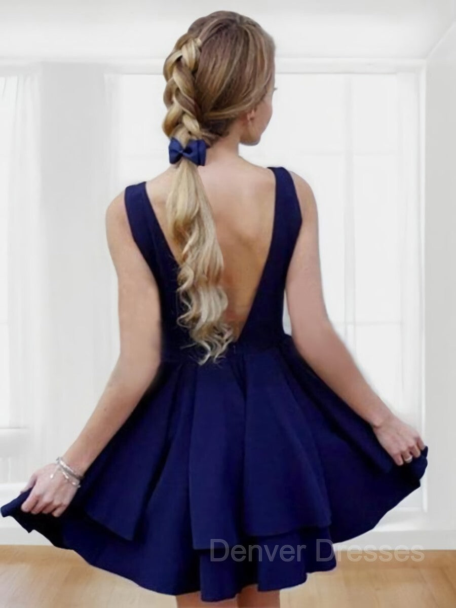 Evening Dresses For Over 56, A-Line/Princess Straps Short/Mini Satin Homecoming Dresses