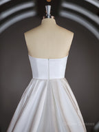 Wedding Dress Colored, A-Line/Princess Sweetheart Chapel Train Satin Wedding Dresses with Ruffles
