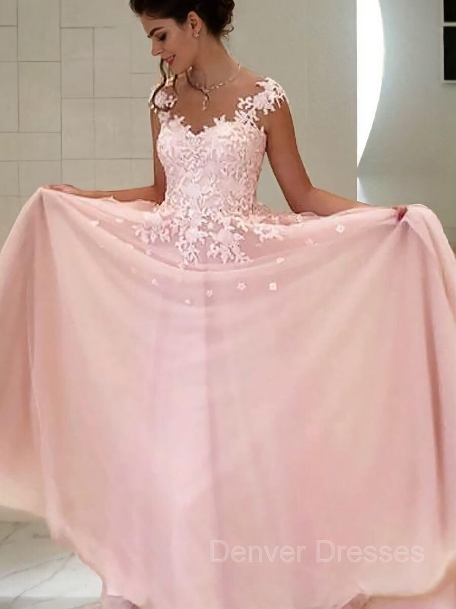 Homecoming Dresses Online, A-Line/Princess Sweetheart Floor-Length Tulle Evening Dresses With Appliques Lace