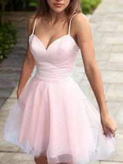 Party Dress Winter, A-Line/Princess Sweetheart Short/Mini Tulle Homecoming Dresses