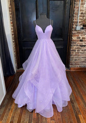 Bridesmaid Dresses Websites, A-line Princess Sweetheart Sleeveless Long/Floor-Length Tulle Sparkling Prom Dress