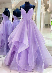 Bridesmaid Dresses In Store, A-line Princess Sweetheart Sleeveless Long/Floor-Length Tulle Sparkling Prom Dress