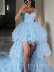 Prom Dresses Shopping, A-Line/Princess Sweetheart Sweep Train Tulle Prom Dresses