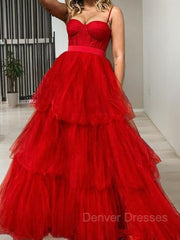 Formal Dresses For Wedding, A-Line/Princess Sweetheart Sweep Train Tulle Prom Dresses