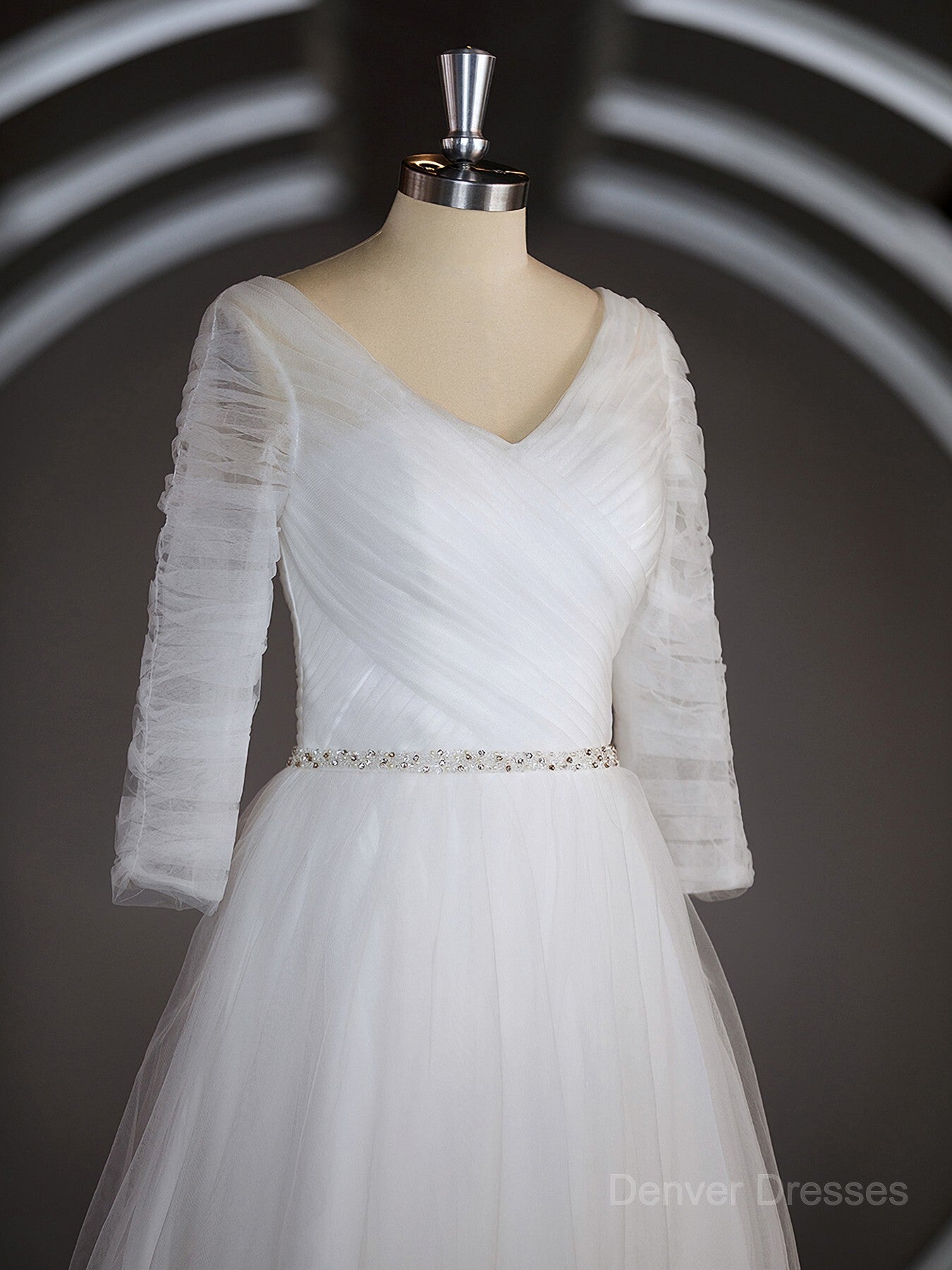 Wed Dresses Vintage, A-Line/Princess Sweetheart Sweep Train Tulle Wedding Dresses with Ruffles