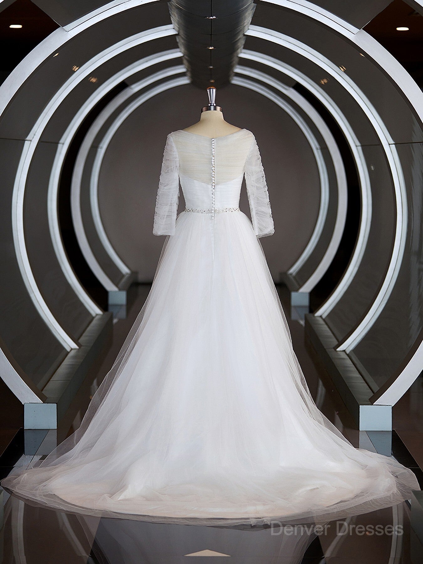 Wedsing Dresses Vintage, A-Line/Princess Sweetheart Sweep Train Tulle Wedding Dresses with Ruffles