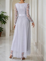 Homecoming Dresses Short Tight, A-Line/Princess V-neck Ankle-Length Tulle Mother of the Bride Dresses With Belt