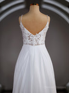 Wedding Dress Store, A-Line/Princess V-neck Court Train Chiffon Wedding Dresses with Leg Slit