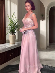 Party Dress Inspiration, A-Line/Princess V-neck Floor-Length Chiffon Prom Dresses With Beading