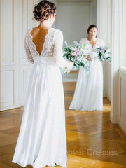 Wedding Dresses With Shoes, A-Line/Princess V-neck Floor-Length Chiffon Wedding Dresses