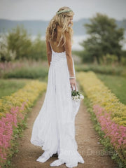 Wedding Dress Trains, A-Line/Princess V-neck Floor-Length Chiffon Wedding Dresses With Leg Slit