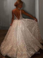 Bridesmaid Dresses Neutral, A-Line/Princess V-neck Floor-Length Prom Dresses