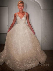 Bridesmaids Dress Mismatched, A-Line/Princess V-neck Floor-Length Prom Dresses