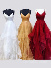Evening Dress For Weddings, A-Line/Princess V-neck Floor-Length Prom Dresses