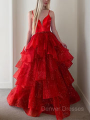Prom Dress Color, A-Line/Princess V-neck Floor-Length Prom Dresses With Beading