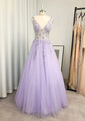 Black Dress Classy, A-line/Princess V Neck Long/Floor-Length Tulle Prom Dress With Beading Sequins