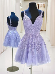 Prom Dress Size 31, A-Line/Princess V-neck Short/Mini Tulle Homecoming Dresses