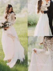 Wedding Dresses Couture, A-Line/Princess V-neck Sweep Train Chiffon Wedding Dresses