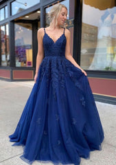 Formal Dress Stores, A-line/Princess V Neck Sweep Train Lace Prom Dresses
